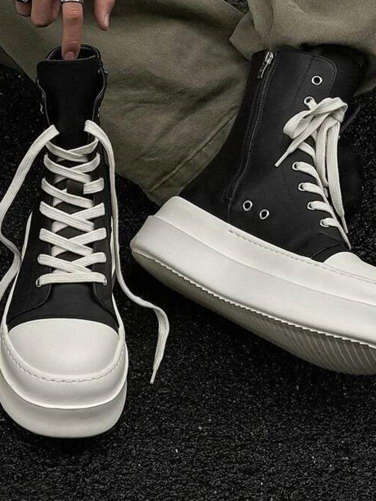 Street Fashion Rome - 多用途でトレンディなハイカットメンズストリートスタイルファッションキャンバスレースアップチャンキーソールシューズ2026新作 23SGD