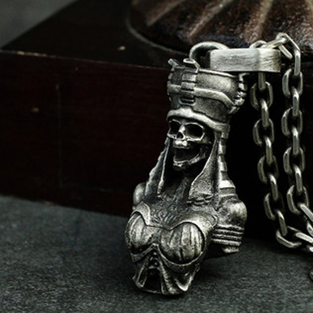 Queen Street Fashion - シンプルなファッショントレンド古代ギリシャクレオパトラ悪魔女王ファラオカップルネックレスストリートパーティーヴィンテージスカルペンダントギフトジュエリー