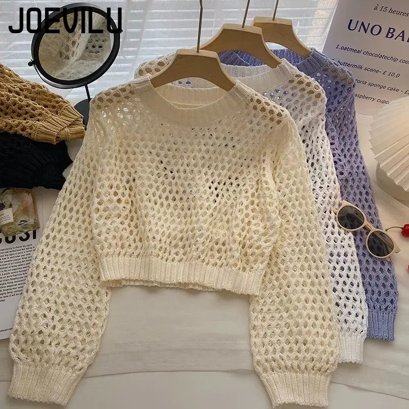 Street Fashion In Korea - 女性の長袖透かし彫りニットトップ,フィット感,カジュアルな韓国のファッション,ストリートウェア,ブラウス,y2k,春夏