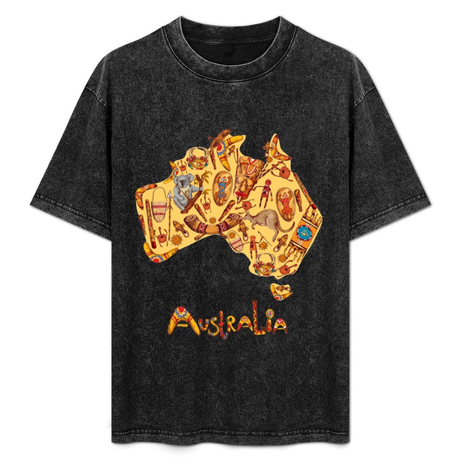 Street Fashion Australia - アボリジニ旗 アボリジニ地図 オーストラリア Tシャツ ストリートファッション カジュアル