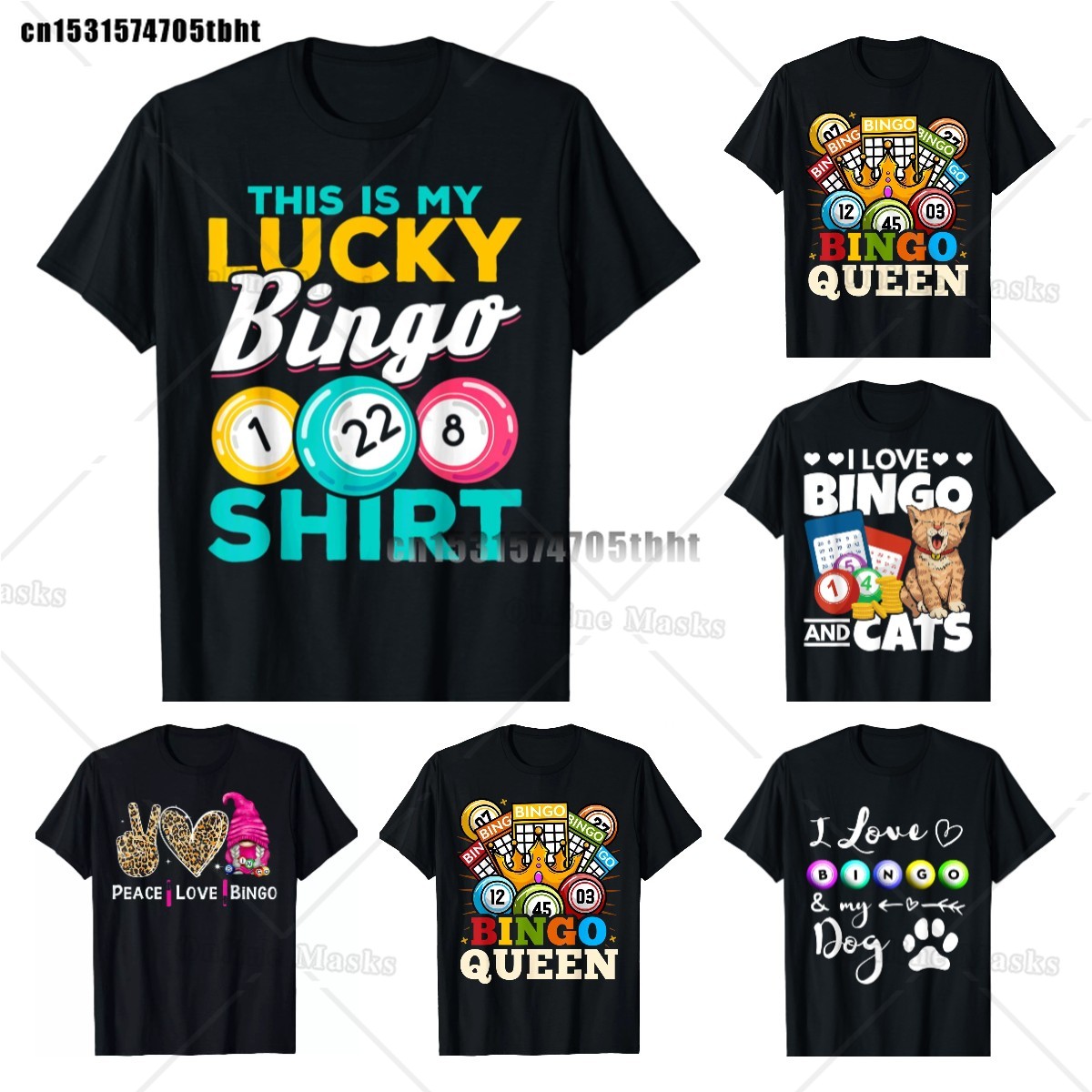 Queen Street Fashion - クレイジービンゴレディースシャツ、面白いラッキービンゴシャツ、ホビーギャンブルビンゴクイーンシャツ、ストリートコットントップ、ファッションTシャツ