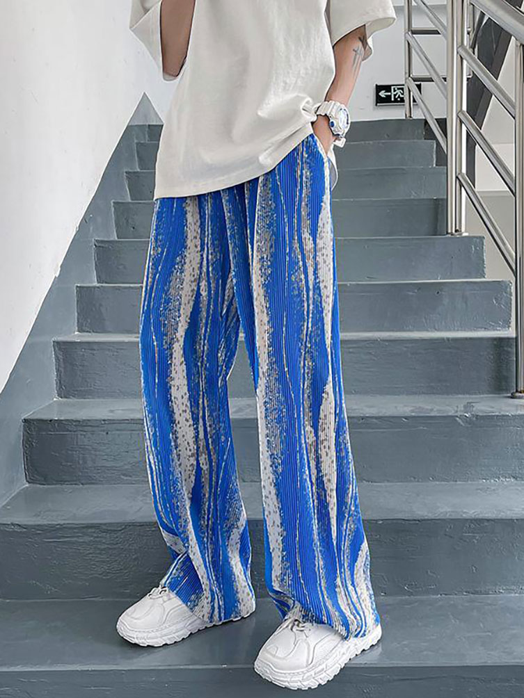 Street Fashion In Korea - メンズワイドレッグパンツ,バギー,ロング,ストレート,サマー,原宿,韓国,人気,夏