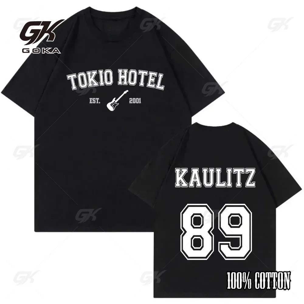 Street Fashion In Tokyo - ロックバンド東京ホテルモノグラムプリント Tシャツ夏ストリートカジュアル半袖トップス服 Tシャツ男性女性クールファッション
