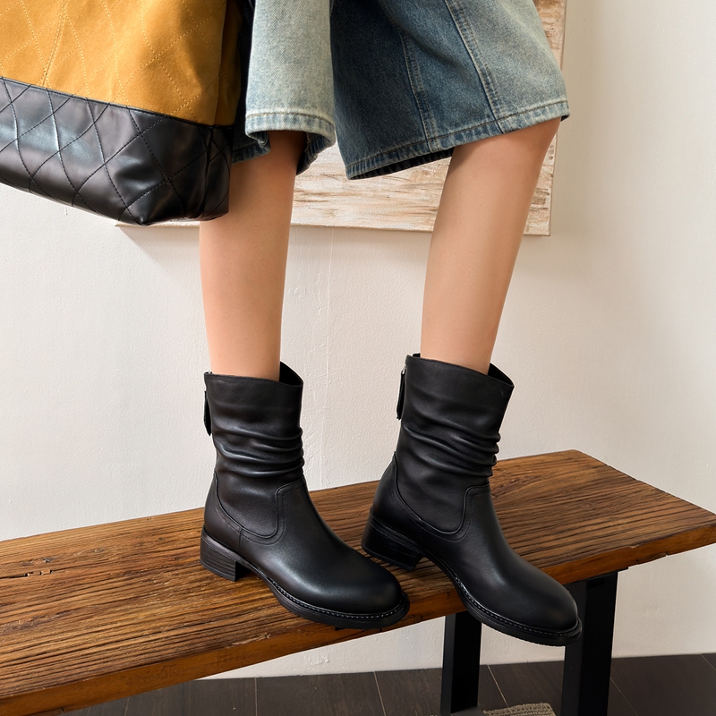 冬の新作スタイル ルーズワイドヒール アンクルブーツ ファッ - Street Fashion Rome のレビューと価格