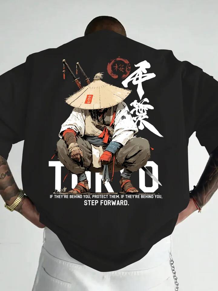 アニメサムライ東京戦士男性女性 Tシャツ夏秋日常屋外ルーズス - Street Fashion In Tokyo のレビューと価格