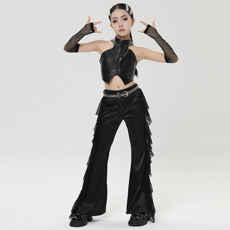 ファッション不規則な吊りネックトップパンツ女の子ジャズダンス - Street Fashion Kpop のレビューと価格