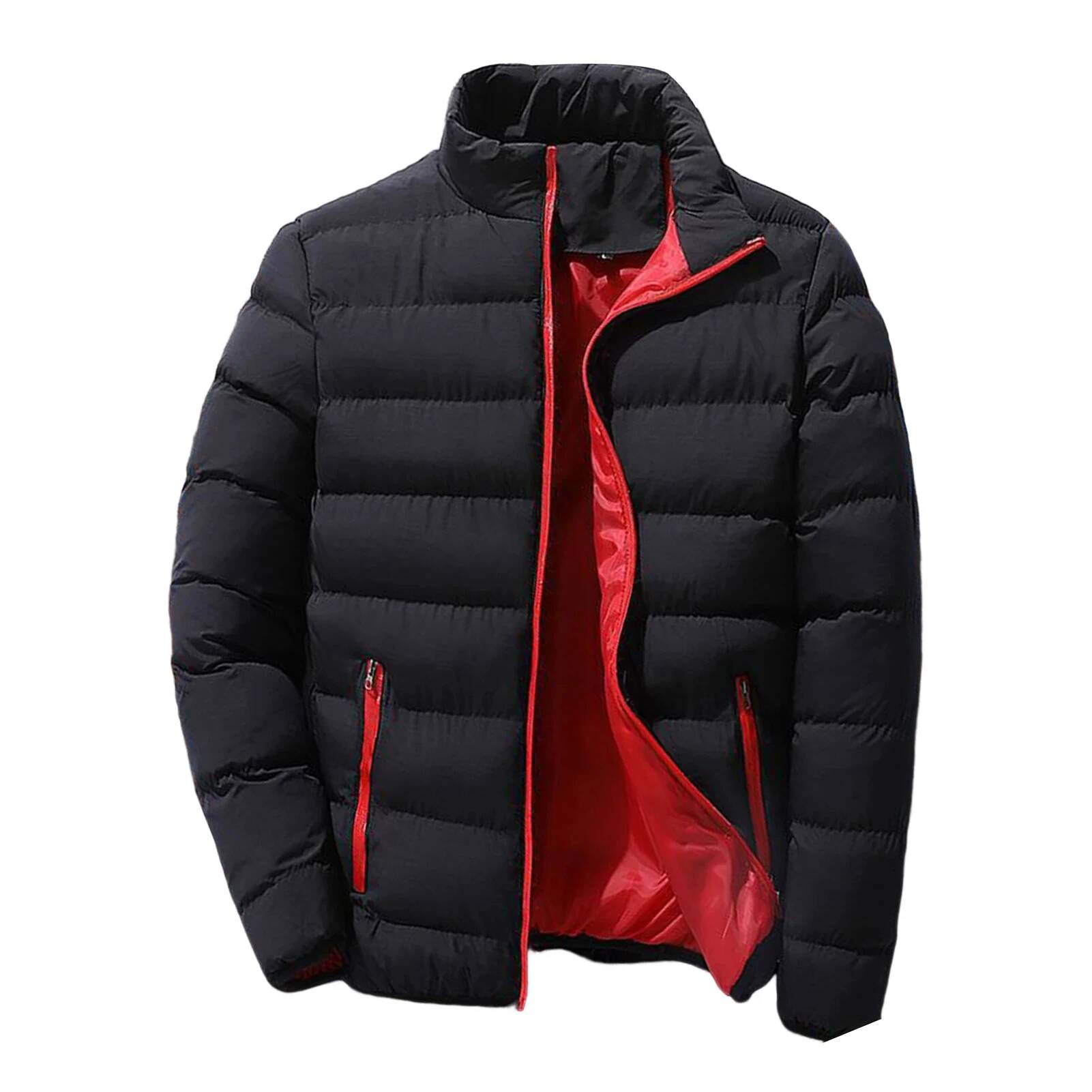 メンズスタンドアップカラー冬ジッパー厚手コットンコート無地ス - Queen Street Fashion のレビューと価格