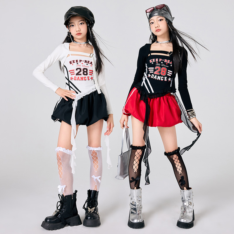 新しい女の子 K-POP ジャズステージ衣装黒、白トップヒッ - Street Fashion Kpop のレビューと価格