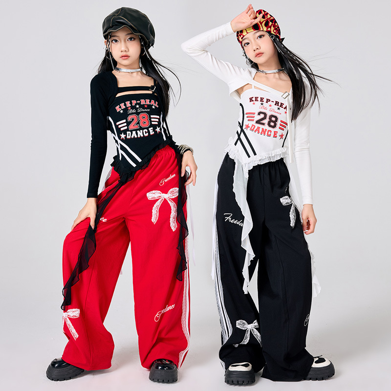 新しい女の子 K-POP ジャズステージ衣装黒、白トップヒッ - Street Fashion Kpop のレビューと価格