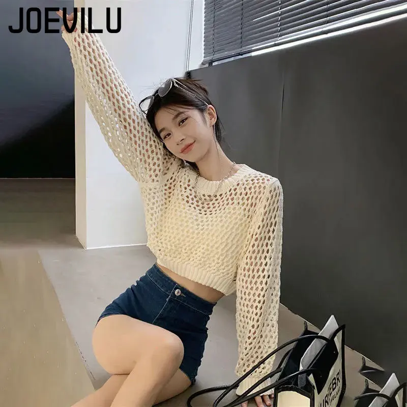 女性の長袖透かし彫りニットトップ,フィット感,カジュアルな韓 - Street Fashion In Korea のレビューと価格