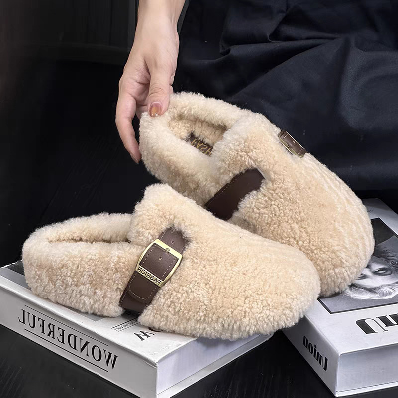 ファッションラムウールプラッシュスリッパ秋冬新作レディース暖 - Street Fashion Clothes のレビューと価格
