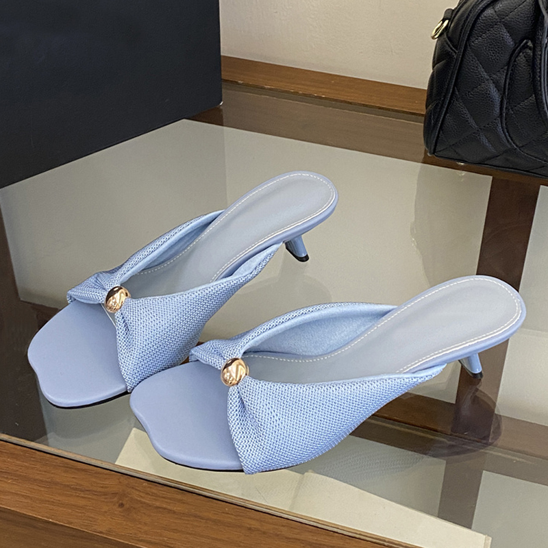 Liyke 夏スリッパ女性ファッション金属装飾スクエアトゥロ - Street Fashion Clothes のレビューと価格