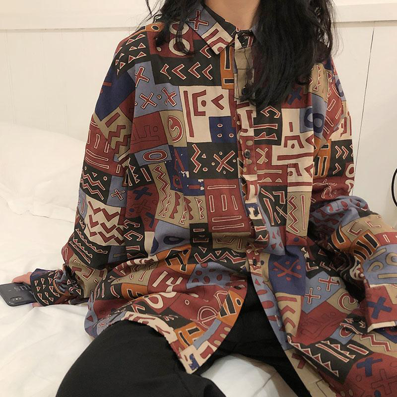 ヴィンテージ原宿女性ブラウスストリート特大韓国エレガントなシ - Street Fashion In Korea のレビューと価格