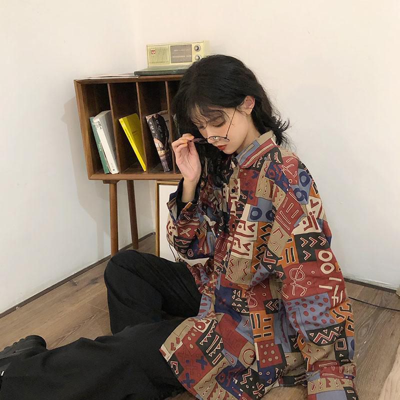 ヴィンテージ原宿女性ブラウスストリート特大韓国エレガントなシ - Street Fashion In Korea のレビューと価格