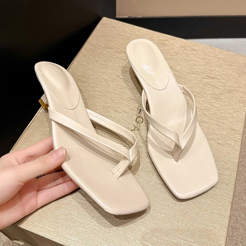 夏の女性のクリップトゥスリッパコンフォートローヒールスライド - Street Fashion Clothes のレビューと価格