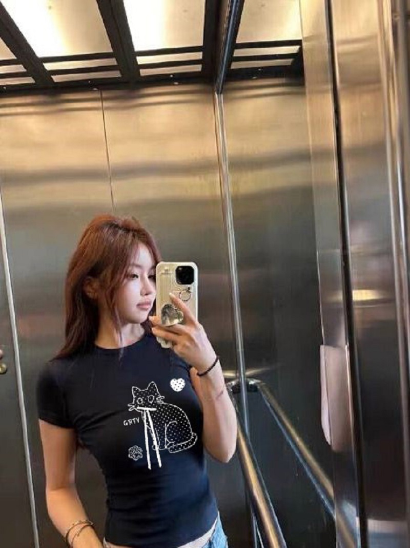綿 100% Y2K スリムフィットクロップド T シャツ女 - Fashion Street Cat のレビューと価格