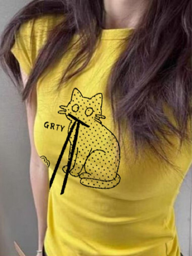 綿 100% Y2K スリムフィットクロップド T シャツ女 - Fashion Street Cat のレビューと価格
