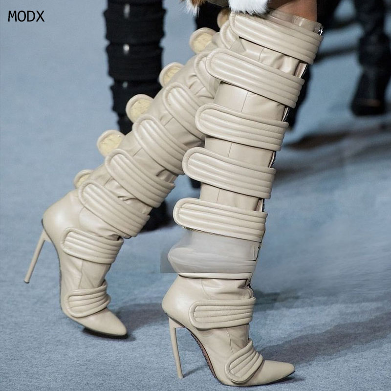 2026 ポインテッドトゥニーハイブーツソリッドフロントジッ - Street Fashion Rome 2026 のレビューと価格
