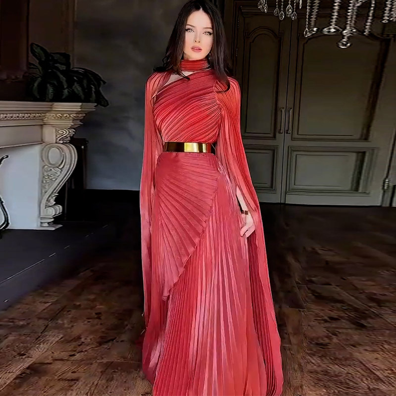 グラデーションプリント折りたたみイブニングドレス、レジャー用 - Guangzhou Street Fashion のレビューと価格