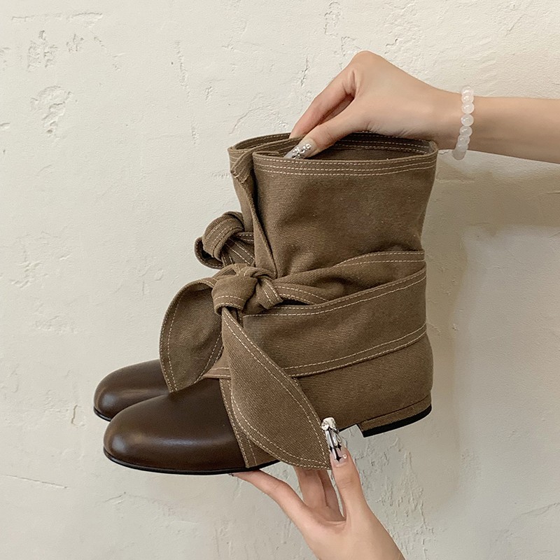 秋のボウノット付きレディースショートブーツ、ラウンドトゥ、ロ - Street Fashion Rome のレビューと価格
