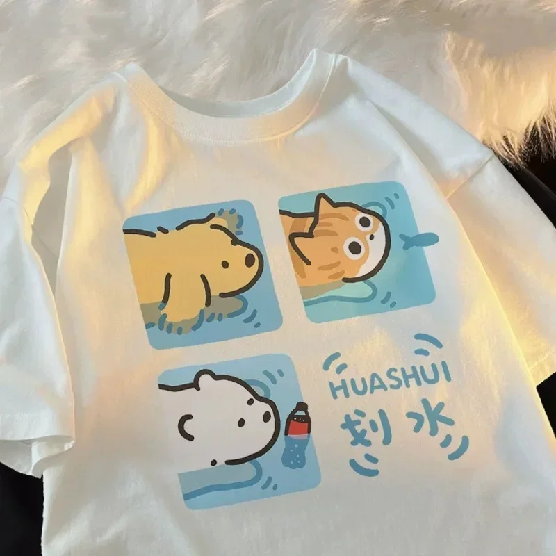 漫画かわいい猫と犬のパターン楽しい WomanTシャツストリ - Fashion Street Cat のレビューと価格