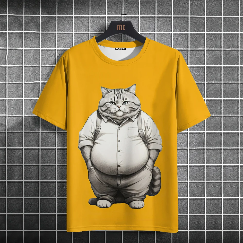 夏のメンズ Tシャツ楽しい猫 3D プリントスポーツ速乾性通 - Fashion Street Cat のレビューと価格