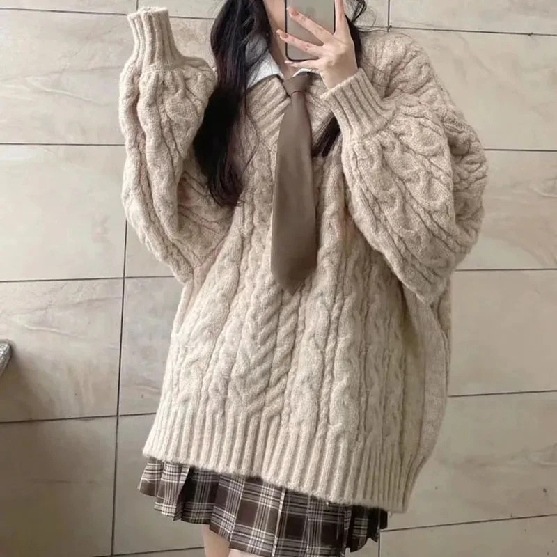Fanan-女性の特大ニットセーター、韓国のプルオーバー、長 - Street Fashion In Korea のレビューと価格