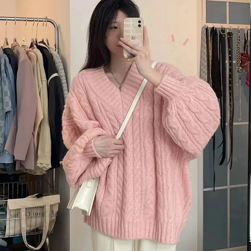 Fanan-女性の特大ニットセーター、韓国のプルオーバー、長 - Street Fashion In Korea のレビューと価格