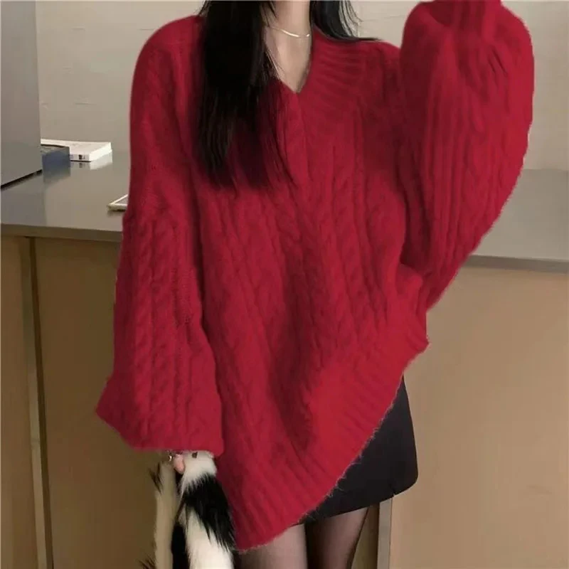 Fanan-女性の特大ニットセーター、韓国のプルオーバー、長 - Street Fashion In Korea のレビューと価格