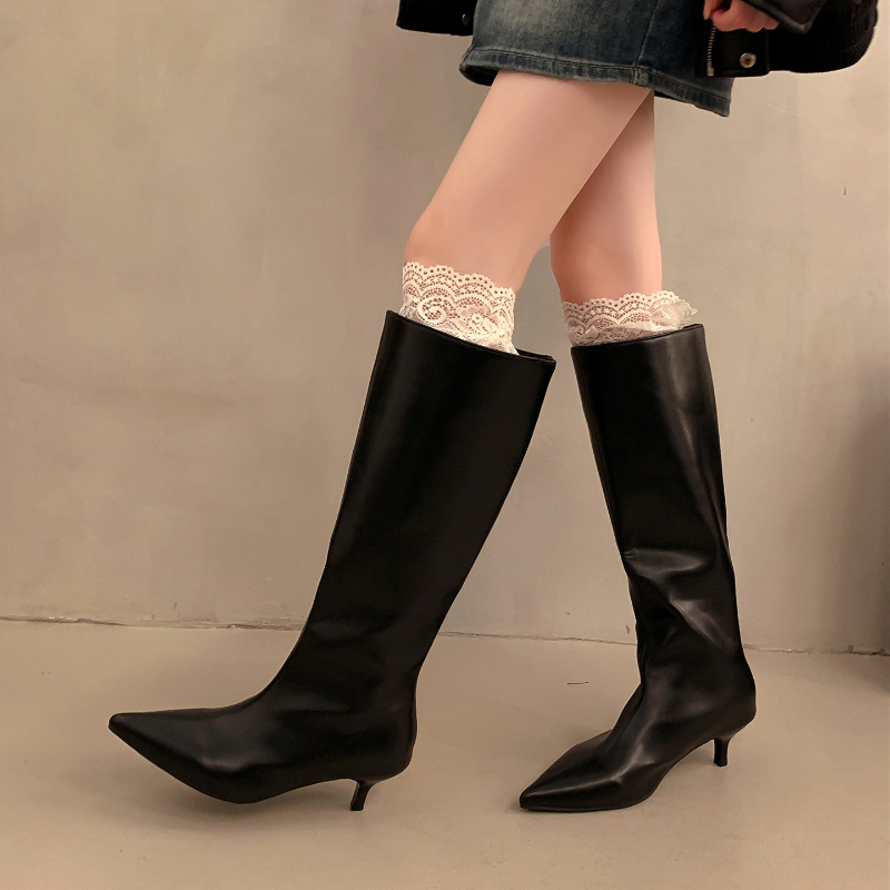 秋冬ナイトクラブ用細ヒールポインテッドトゥレディースニーハイ - Street Fashion Rome のレビューと価格