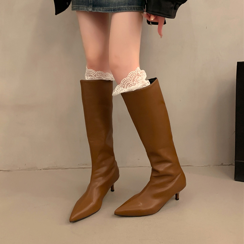 秋冬ナイトクラブ用細ヒールポインテッドトゥレディースニーハイ - Street Fashion Rome のレビューと価格