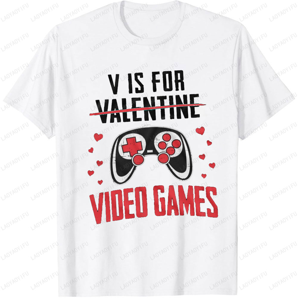 面白いバレンタインデープリント Tシャツ男性服ビデオゲームカ - Street Fashion Videos のレビューと価格