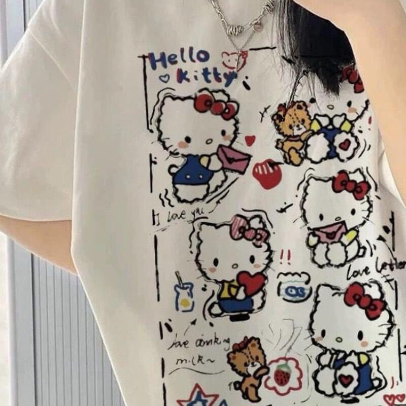 半袖サマーハローキティグラフィティプリントTシャツ レディー - Street Fashion Women のレビューと価格