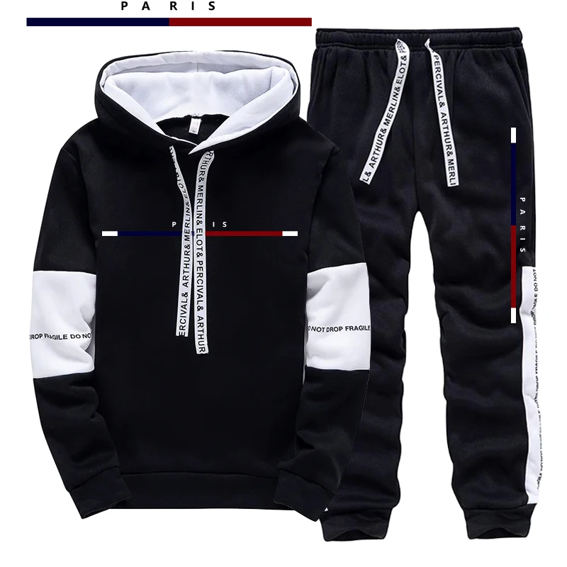 パリファッションプリントメンズセット/パーカー/パンツ秋のデ - Street Fashion Men のレビューと価格
